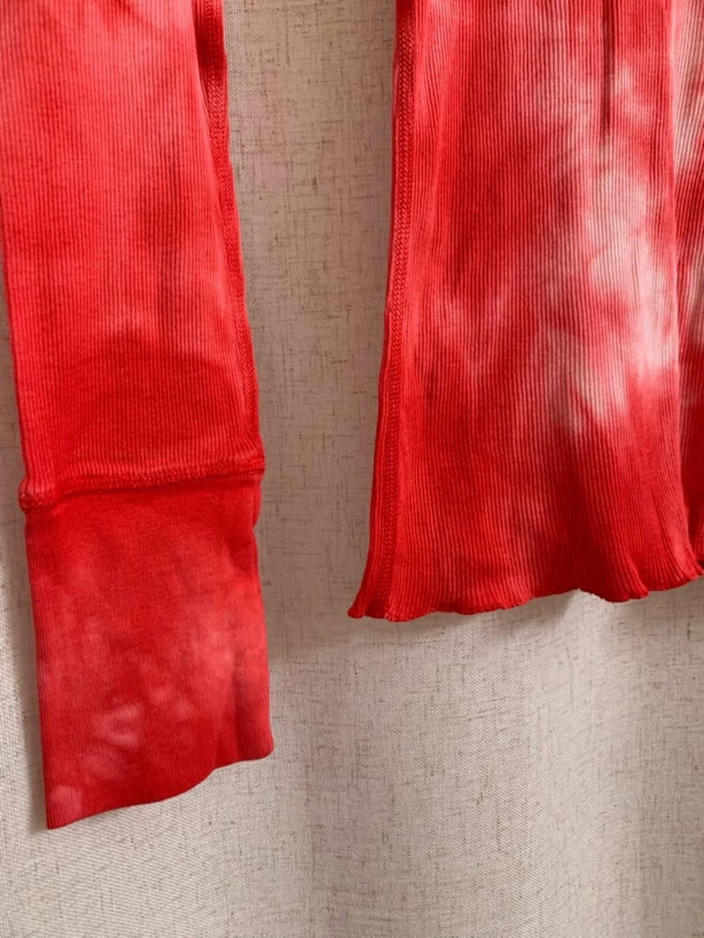 Helmut Lang Unisex Red White Tie Dye Long Sleeve Scoop Neck Top Women S Men XS - Picture 4 of 5